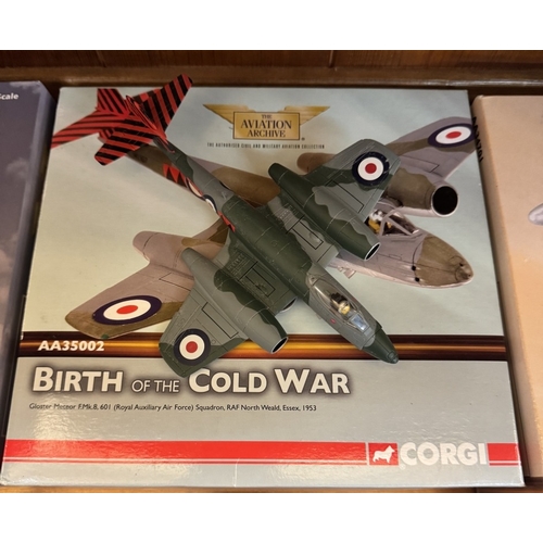 257 - A collection of mainly Corgi Aviation boxed & unboxed early jet military aircraft A/F. AA35003, AA35... 