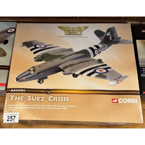 257 - A collection of mainly Corgi Aviation boxed & unboxed early jet military aircraft A/F. AA35003, AA35... 