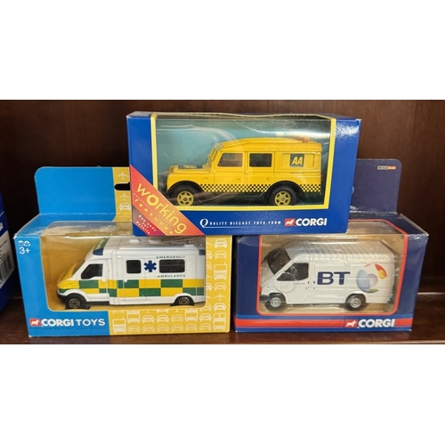 260 - 9 Boxed Corgi diecast vehicles including 60031 Transco Land Rover, 489 Routemaster etc