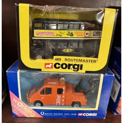 260 - 9 Boxed Corgi diecast vehicles including 60031 Transco Land Rover, 489 Routemaster etc