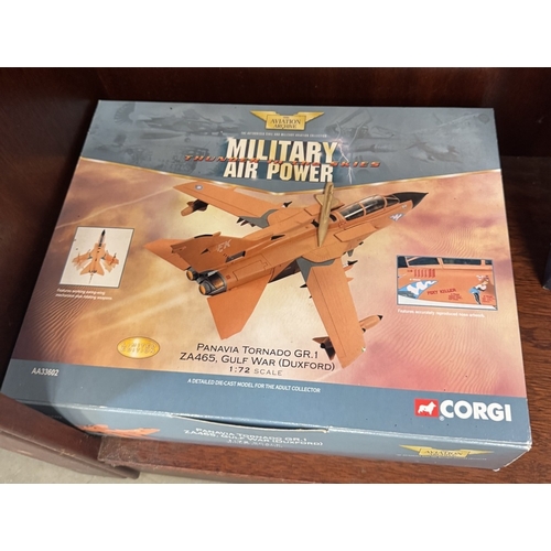 267 - 5 Desert Warfare military aircraft. (3 Boxed, 2 unboxed) A/F Including Tornado, Hercules, Puma, Jagu... 