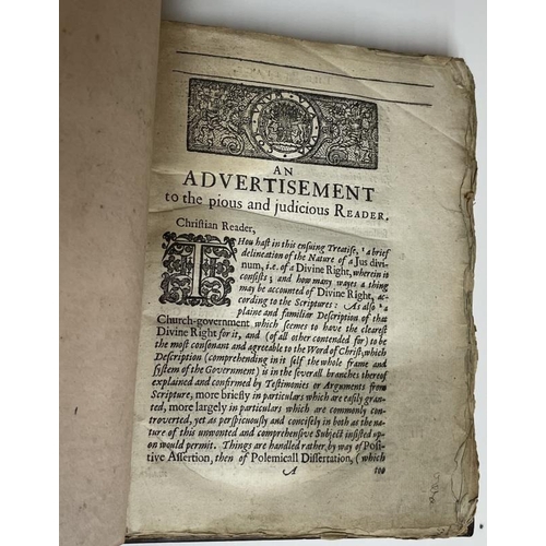 1203 - Jus Divinum Regiminis Ecclesiastici Or The Divine Right Of Church Government. 1646. Repaired and Reb... 