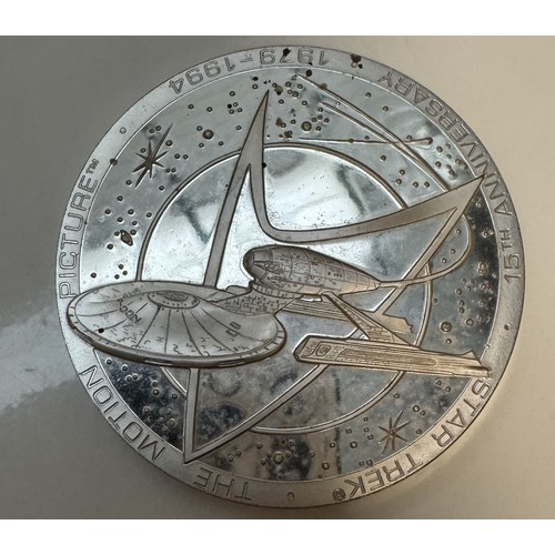 269 - 4 large sterling silver Star Trek 1994 Official World Premiere Anniversary medallions (75mm diameter... 