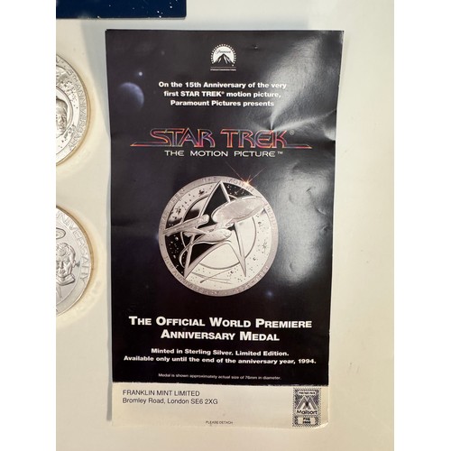 269 - 4 large sterling silver Star Trek 1994 Official World Premiere Anniversary medallions (75mm diameter... 