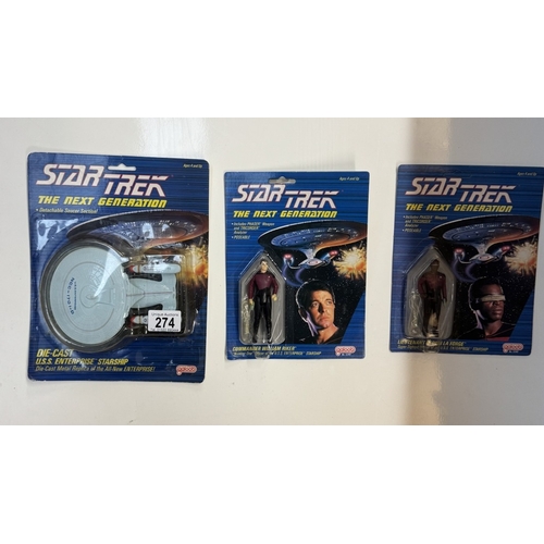 274 - A quantity of Star Trek Next Generation Galoob figures and enterprise still in blister packs