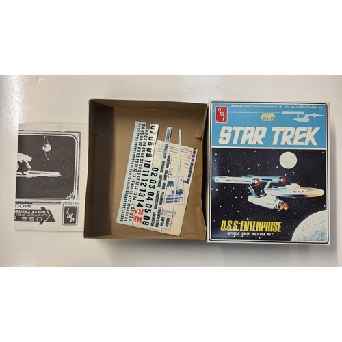 281 - 2 Star Trek AMT plastic model kits, X/X space ship set & 3 empty boxes