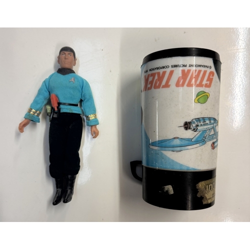 286 - A quantity of old & new original Star Trek merchandise Spock figures, pictures, A flask, unused birt... 