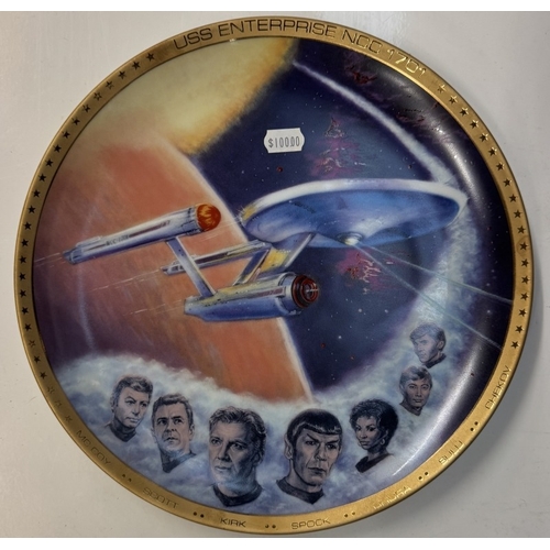 290 - A set of 4 Franklin mint Star Trek plaques on stands 1 A/F & A quantity of collectors cabinet plates