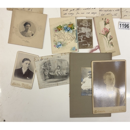 1196 - A mixed lot of ephemera including old letters, stamps, cards & photographs etc.