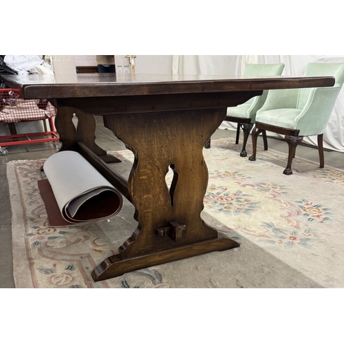 1414 - A large oak refectory table COLLECT ONLY