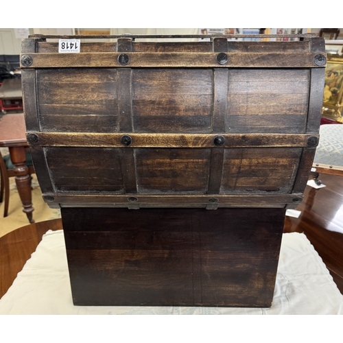 1418 - A wooden dome top trunk - 54cm x 34cm x 43cm COLLECT ONLY