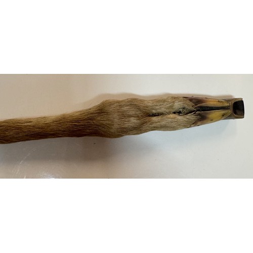 1198 - A rare early taxidermy deer leg fox hunting whistle / whip