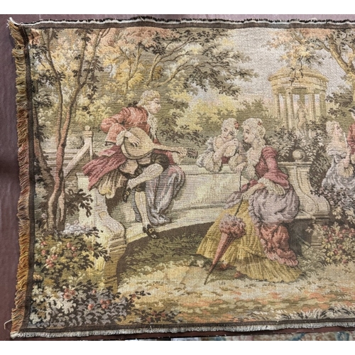 1421 - A tapestry of a classical gathering scene - 48cm x 143cm COLLECT ONLY