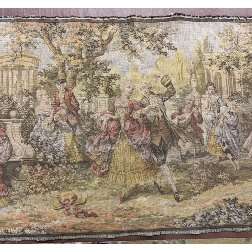 1421 - A tapestry of a classical gathering scene - 48cm x 143cm COLLECT ONLY