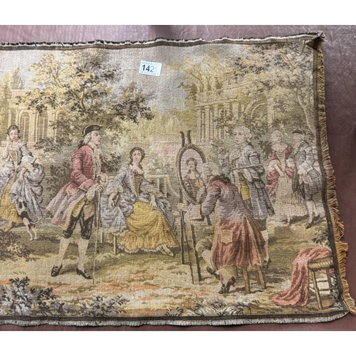 1421 - A tapestry of a classical gathering scene - 48cm x 143cm COLLECT ONLY