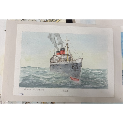 1423 - A quantity of unframed watercolours of sailing ships