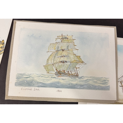 1423 - A quantity of unframed watercolours of sailing ships