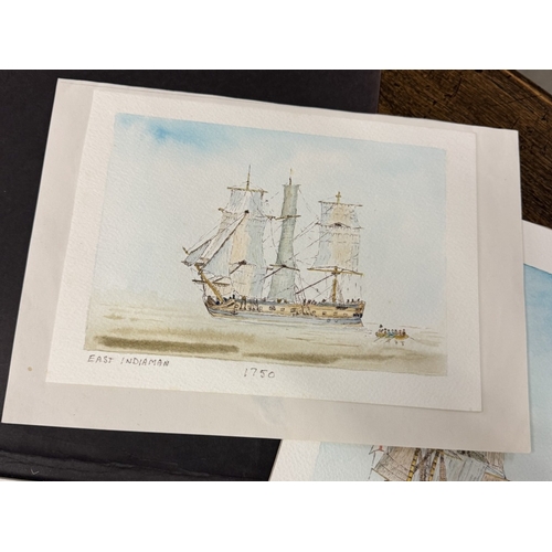 1423 - A quantity of unframed watercolours of sailing ships