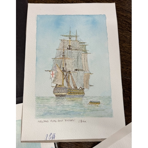 1423 - A quantity of unframed watercolours of sailing ships