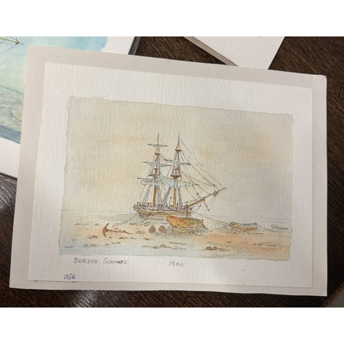 1423 - A quantity of unframed watercolours of sailing ships