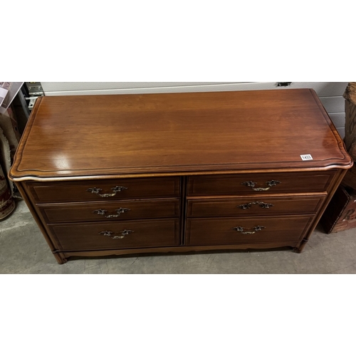 1433 - A dark wood stained 6 drawer side by side chest of drawers COLLECT ONLY