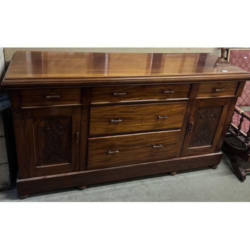 1437 - An Edwardian mahogany sideboard with drawers & cupboards COLLECT ONLY