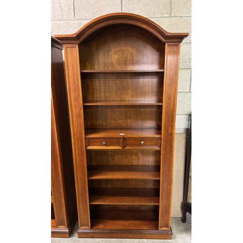 1435 - A pair of dark wood stained bookcases with drawers - 95cm x 193cm A/F COLLECT ONLY