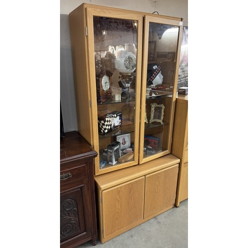 346 - A teak display wall unit COLLECT ONLY