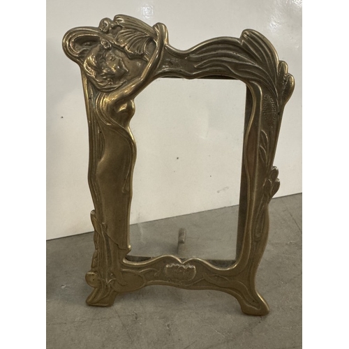 350 - A pair of brass art nouveau photograph frames