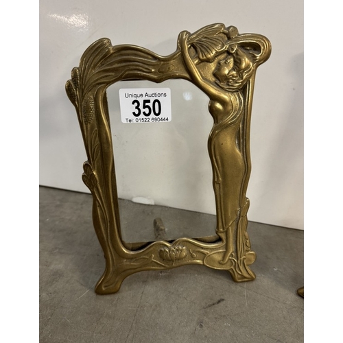 350 - A pair of brass art nouveau photograph frames