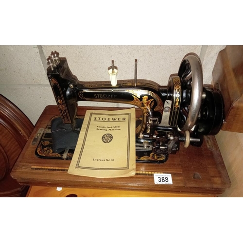 388 - A vintage Stower sewing machine in case