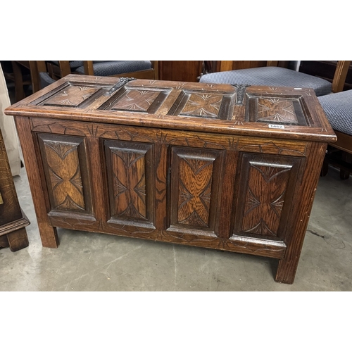 1462 - An oak coffer/linen box - 91.5cm x 42.5cm x 53.5cm high COLLECT ONLY