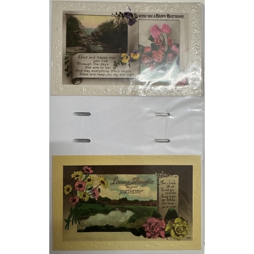 1200R - 2 albums of postcards including greeting, flowers & birthday etc. (approximately 400 cards)