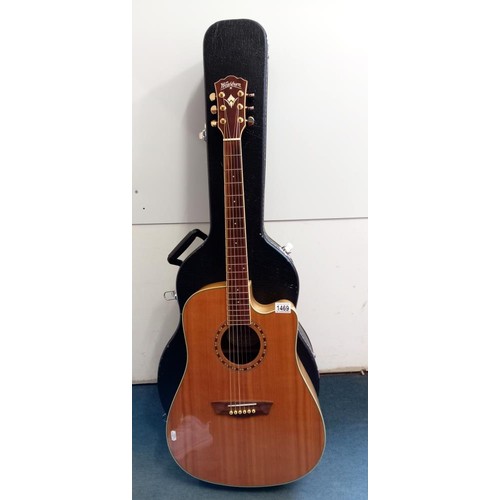 1469 - A Washburn WDSCE Dreadnaught Cutaway acoustic-electric guitar in hard case COLLECT ONLY