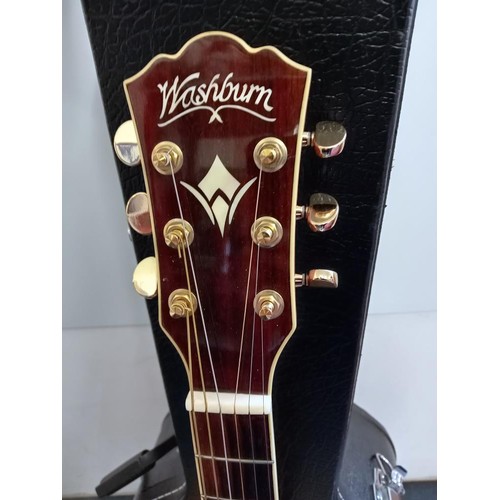 1469 - A Washburn WDSCE Dreadnaught Cutaway acoustic-electric guitar in hard case COLLECT ONLY