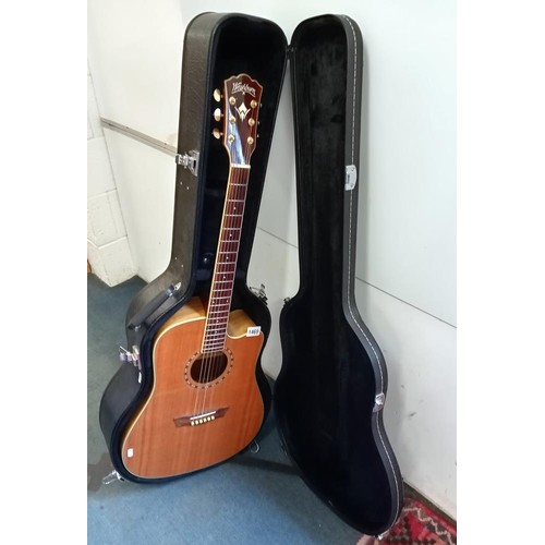 1469 - A Washburn WDSCE Dreadnaught Cutaway acoustic-electric guitar in hard case COLLECT ONLY