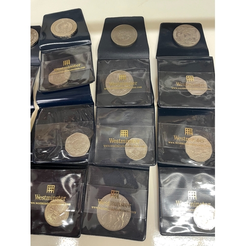 1112 - A collection of commemorative crown, 50 pence pieces etc.,