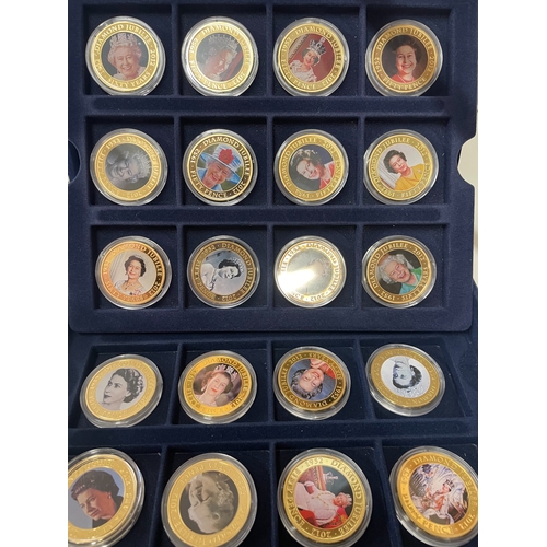 1116 - 22 cased 1952 - 2012 Diamond Jubilee gold plate coins, A Royal engagement coin and a Roman Army coin... 