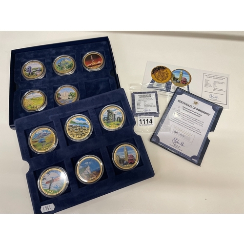 1114 - A cased set of Celebrating Britian Numisproof coins with certificates (11 in total missing No.7)