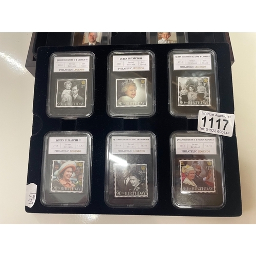 1117 - The Complete Queens 90th Birthday stamp set. Cased.