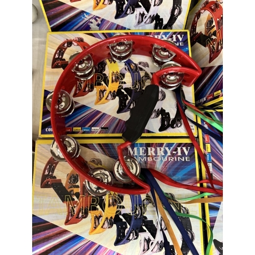 1711 - 8 boxed tambourines, 4 red & 4 blue COLLECT ONLY