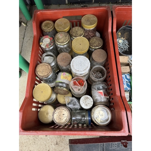 1735 - 2 trays of screws, nails & bolts etc. COLLECT ONLY