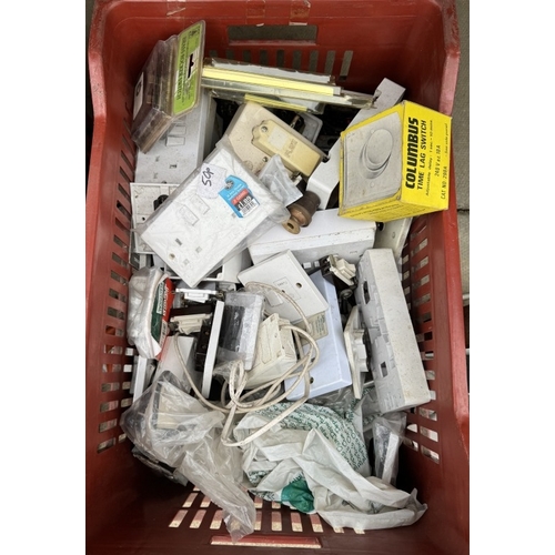 1740 - 2 trays of electrical items including sockets