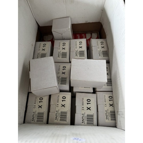 1773 - A large quantity of electricians circuit breakers, boxed 5A2 terminal connectors etc including door ... 