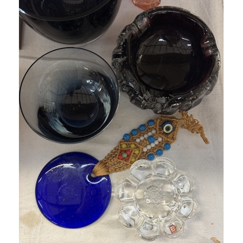 1727 - A quantity of coloured glassware etc.