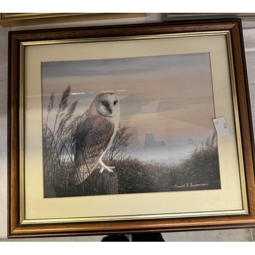 1722 - A quantity of framed & glazed owl prints etc