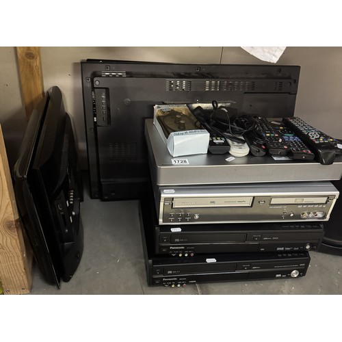 1728 - A quantity of flat screen TV's, Cd & video players & a Panasonic Theatre audio system & a quantity o... 