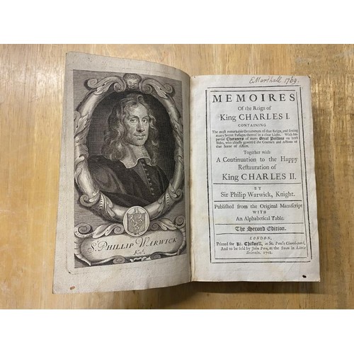 1243 - Warwick, Philip, Memoires of the Reign of King Charles I. 1702, London. The Second Edition.