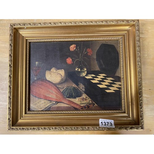 1373 - A gilt framed still life on canvas