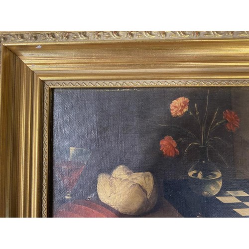 1373 - A gilt framed still life on canvas